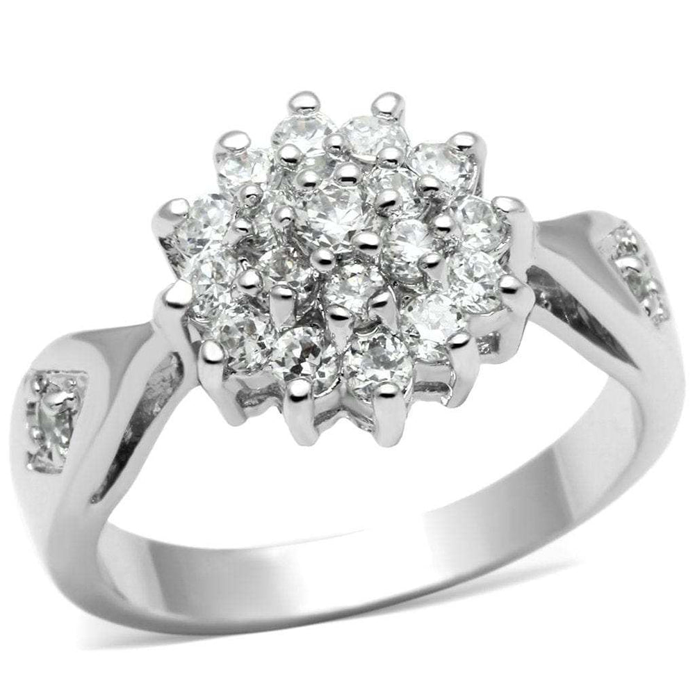 3W278 - Rhodium Brass Ring with AAA Grade CZ in Clear - Alamode - Flyclothing LLC