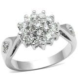 3W278 - Rhodium Brass Ring with AAA Grade CZ in Clear - Alamode - Flyclothing LLC