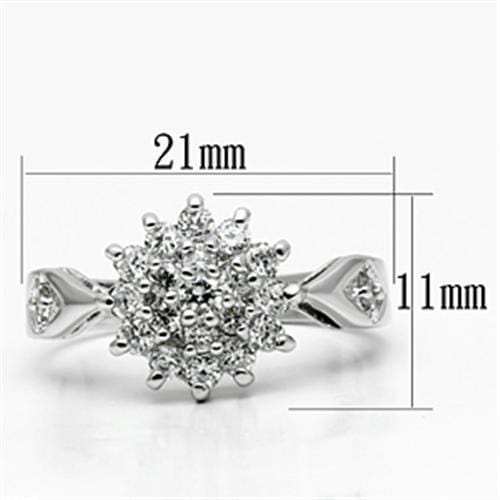 3W278 - Rhodium Brass Ring with AAA Grade CZ in Clear - Alamode - Flyclothing LLC