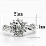 3W278 - Rhodium Brass Ring with AAA Grade CZ in Clear - Alamode - Flyclothing LLC
