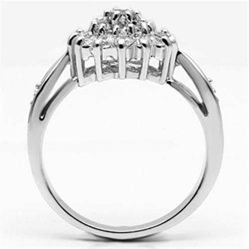3W278 - Rhodium Brass Ring with AAA Grade CZ in Clear - Alamode - Flyclothing LLC