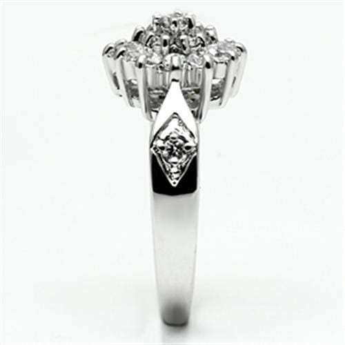 3W278 - Rhodium Brass Ring with AAA Grade CZ in Clear - Alamode - Flyclothing LLC