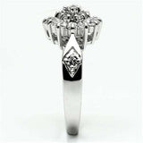 3W278 - Rhodium Brass Ring with AAA Grade CZ in Clear - Alamode - Flyclothing LLC