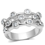 3W280 - Rhodium Brass Ring with AAA Grade CZ in Clear - Alamode - Flyclothing LLC
