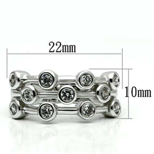 3W280 - Rhodium Brass Ring with AAA Grade CZ in Clear - Alamode - Flyclothing LLC