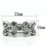 3W280 - Rhodium Brass Ring with AAA Grade CZ in Clear - Alamode - Flyclothing LLC