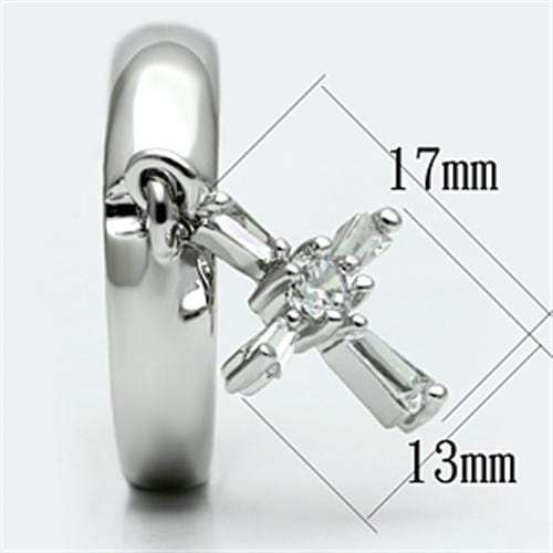 3W283 - Rhodium Brass Ring with AAA Grade CZ in Clear - Alamode - Flyclothing LLC