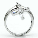 3W283 - Rhodium Brass Ring with AAA Grade CZ in Clear - Alamode - Flyclothing LLC