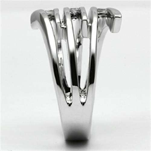 3W285 - Rhodium Brass Ring with AAA Grade CZ in Clear - Alamode - Flyclothing LLC