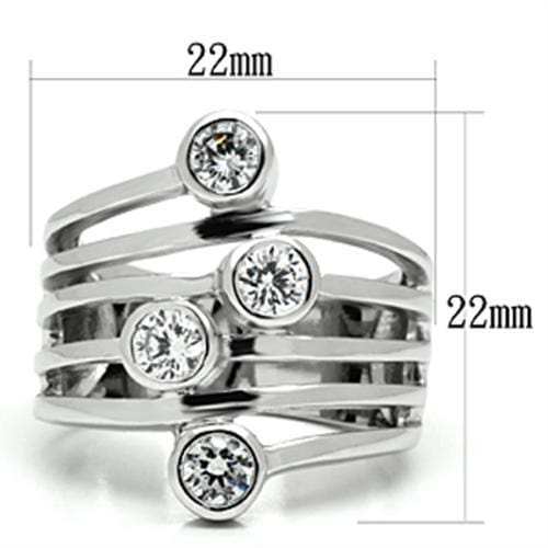 3W286 - Rhodium Brass Ring with AAA Grade CZ in Clear - Alamode - Flyclothing LLC