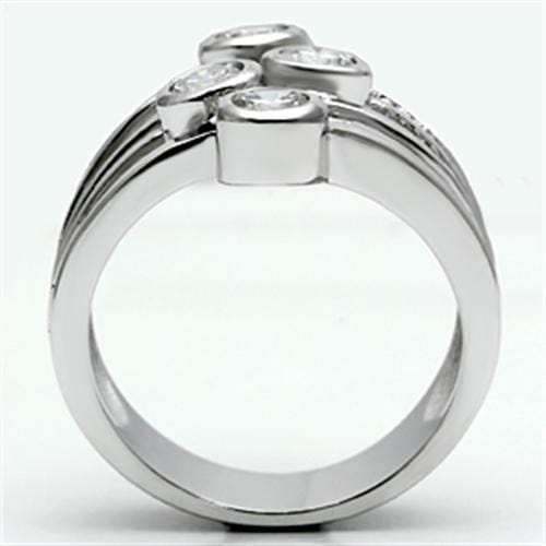 3W286 - Rhodium Brass Ring with AAA Grade CZ in Clear - Alamode - Flyclothing LLC