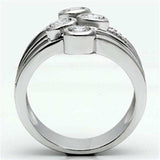 3W286 - Rhodium Brass Ring with AAA Grade CZ in Clear - Alamode - Flyclothing LLC