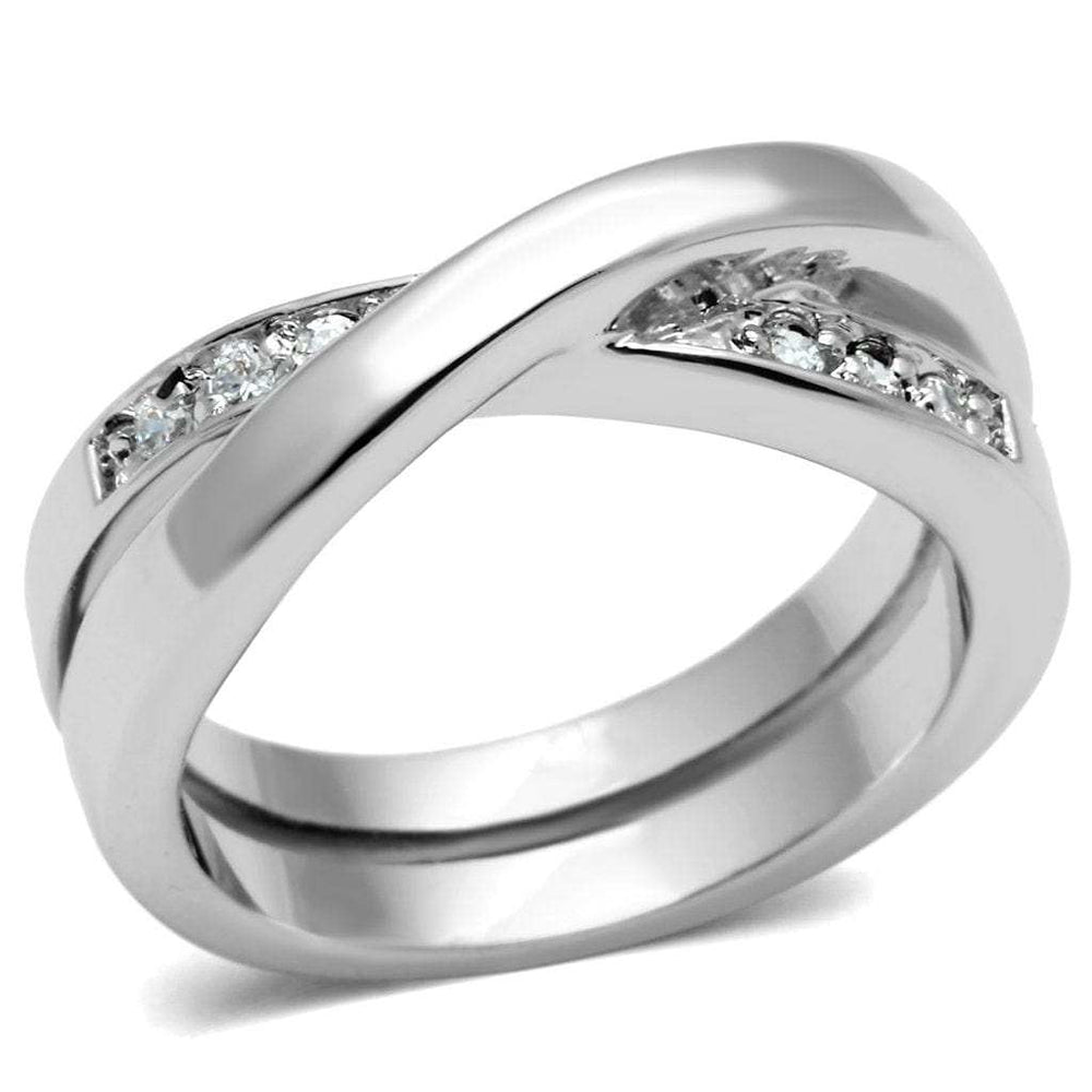 3W287 - Rhodium Brass Ring with AAA Grade CZ in Clear - Alamode - Flyclothing LLC
