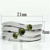 3W289 - Rhodium Brass Ring with AAA Grade CZ in Olivine color - Alamode - Flyclothing LLC