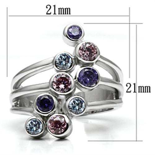 Lorna Cocktail Ring - Rhodium Brass, AAA CZ , Multi Color - 3W290 - Alamode - Flyclothing LLC