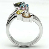 Lyra Cocktail Ring - Rhodium Brass, AAA CZ , Multi Color - 3W291 - Alamode - Flyclothing LLC