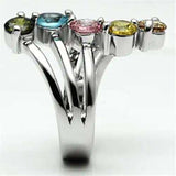Lyra Cocktail Ring - Rhodium Brass, AAA CZ , Multi Color - 3W291 - Alamode - Flyclothing LLC