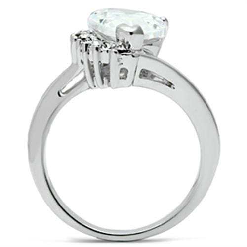3W292 - Rhodium Brass Ring with AAA Grade CZ in Clear - Alamode - Flyclothing LLC