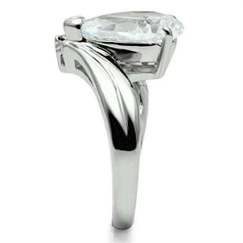 3W292 - Rhodium Brass Ring with AAA Grade CZ in Clear - Alamode - Flyclothing LLC