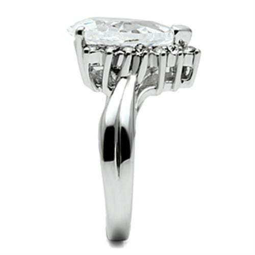 3W292 - Rhodium Brass Ring with AAA Grade CZ in Clear - Alamode - Flyclothing LLC