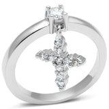 3W293 - Rhodium Brass Ring with AAA Grade CZ in Clear - Alamode - Flyclothing LLC