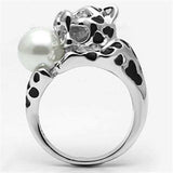 3W297 - Rhodium Brass Ring with Synthetic Pearl in White - Alamode - Flyclothing LLC