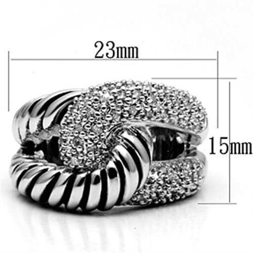 3W298 - Rhodium Brass Ring with AAA Grade CZ in Clear - Alamode - Flyclothing LLC
