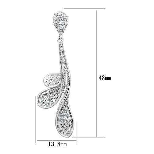 3W299 - Rhodium Brass Earrings with AAA Grade CZ in Clear - Alamode - Flyclothing LLC