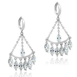 3W301 - Rhodium Brass Earrings with AAA Grade CZ in Clear - Alamode - Flyclothing LLC
