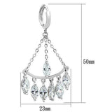 3W301 - Rhodium Brass Earrings with AAA Grade CZ in Clear - Alamode - Flyclothing LLC