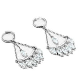 3W301 - Rhodium Brass Earrings with AAA Grade CZ in Clear - Alamode - Flyclothing LLC