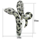 3W303 - Rhodium + Ruthenium Brass Bangle with AAA Grade CZ in Multi Color - Alamode - Flyclothing LLC