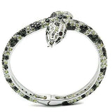 3W303 - Rhodium + Ruthenium Brass Bangle with AAA Grade CZ in Multi Color - Alamode - Flyclothing LLC