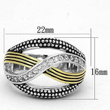 3W305 - Reverse Two-Tone Brass Ring with AAA Grade CZ in Clear - Alamode - Flyclothing LLC