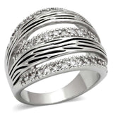 3W307 - Rhodium Brass Ring with AAA Grade CZ in Clear - Alamode - Flyclothing LLC