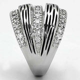 3W307 - Rhodium Brass Ring with AAA Grade CZ in Clear - Alamode - Flyclothing LLC