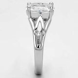 3W308 - Rhodium Brass Ring with AAA Grade CZ in Clear - Alamode - Flyclothing LLC