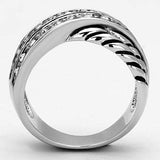 3W311 - Rhodium Brass Ring with Top Grade Crystal in Clear - Alamode - Flyclothing LLC