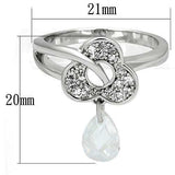 3W312 - Rhodium Brass Ring with AAA Grade CZ in Clear - Alamode - Flyclothing LLC