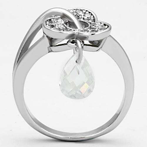 3W312 - Rhodium Brass Ring with AAA Grade CZ in Clear - Alamode - Flyclothing LLC