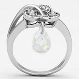 3W312 - Rhodium Brass Ring with AAA Grade CZ in Clear - Alamode - Flyclothing LLC
