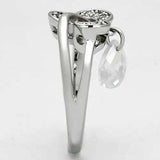 3W312 - Rhodium Brass Ring with AAA Grade CZ in Clear - Alamode - Flyclothing LLC