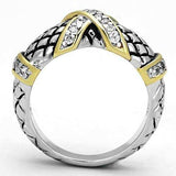 3W314 - Reverse Two-Tone Brass Ring with AAA Grade CZ in Clear - Alamode - Flyclothing LLC