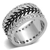 3w315 - Rhodium Brass Ring with AAA Grade CZ in Clear - Alamode - Flyclothing LLC