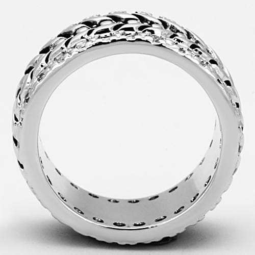 3w315 - Rhodium Brass Ring with AAA Grade CZ in Clear - Alamode - Flyclothing LLC
