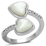 3w317 - Rhodium Brass Ring with Precious Stone Conch in White - Alamode - Flyclothing LLC