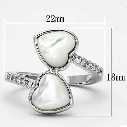 3w317 - Rhodium Brass Ring with Precious Stone Conch in White - Alamode - Flyclothing LLC