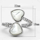 3w317 - Rhodium Brass Ring with Precious Stone Conch in White - Alamode - Flyclothing LLC