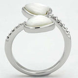 3w317 - Rhodium Brass Ring with Precious Stone Conch in White - Alamode - Flyclothing LLC
