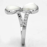 3w317 - Rhodium Brass Ring with Precious Stone Conch in White - Alamode - Flyclothing LLC